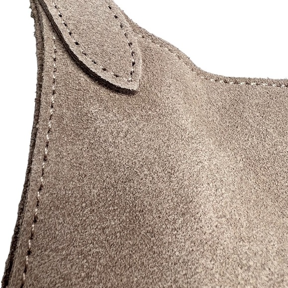 NWT M.I.L.A. Made in Los Angeles Emma Shoulder Hobo Bag Stone Suede - Picture 8 of 14